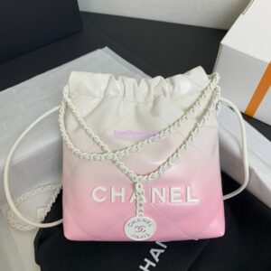 Replica Chanel Mini 22 Handbag Gradient Pink Calfskin & Lacquered Metal AS3980 White Pink 2