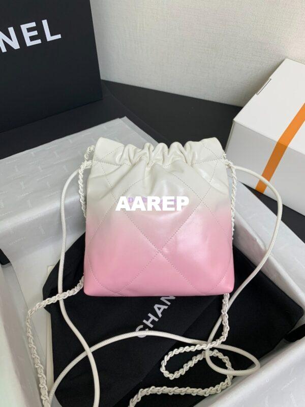Replica Chanel Mini 22 Handbag Gradient Pink Calfskin & Lacquered Metal AS3980 White Pink 4
