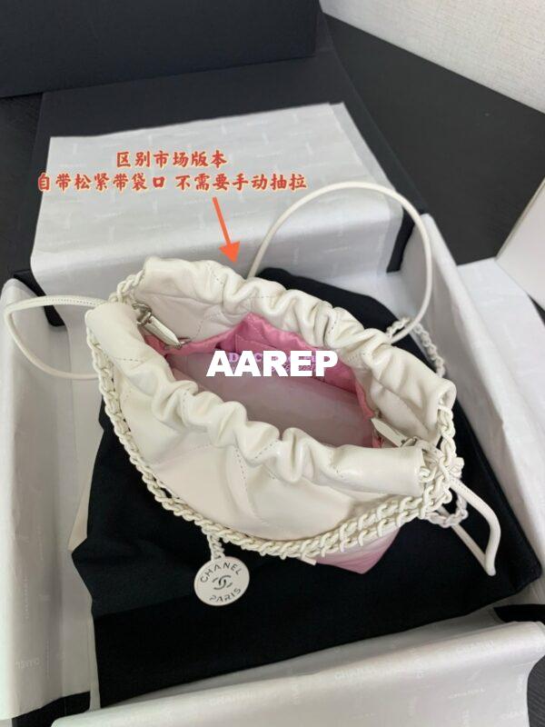 Replica Chanel Mini 22 Handbag Gradient Pink Calfskin & Lacquered Metal AS3980 White Pink 5