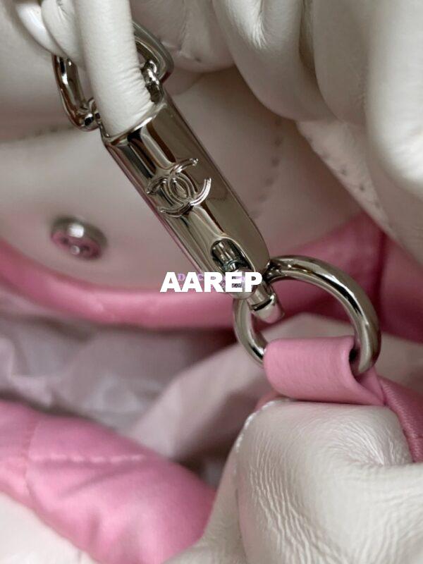Replica Chanel Mini 22 Handbag Gradient Pink Calfskin & Lacquered Metal AS3980 White Pink 8