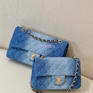 Replica Chanel 24C Small Flap Classic 11.16 Handbag Washed Denim Blue A01116