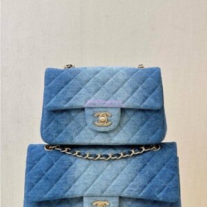 Replica Chanel 24C Small Flap Classic 11.16 Handbag Washed Denim Blue A01116 2