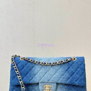 Replica Chanel 24C CF Flap Classic 11.12 Handbag Washed Denim Blue A01112