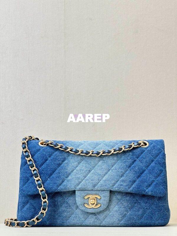 Replica Chanel 24C CF Flap Classic 11.12 Handbag Washed Denim Blue A01112