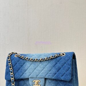 Replica Chanel 24C CF Flap Classic 11.12 Handbag Washed Denim Blue A01112 2