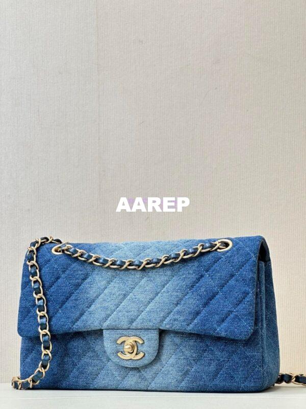Replica Chanel 24C CF Flap Classic 11.12 Handbag Washed Denim Blue A01112 2