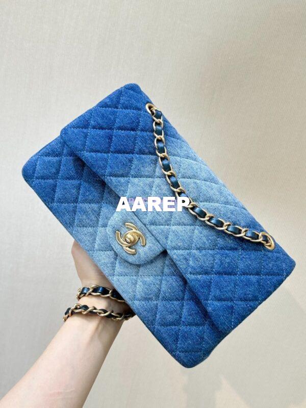 Replica Chanel 24C CF Flap Classic 11.12 Handbag Washed Denim Blue A01112 3