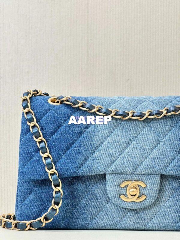 Replica Chanel 24C CF Flap Classic 11.12 Handbag Washed Denim Blue A01112 4