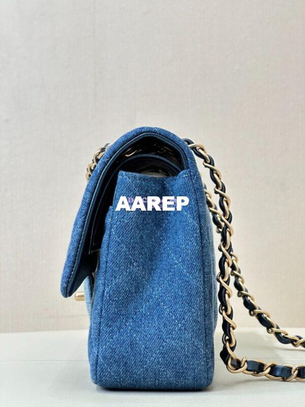 Replica Chanel 24C CF Flap Classic 11.12 Handbag Washed Denim Blue A01112 8