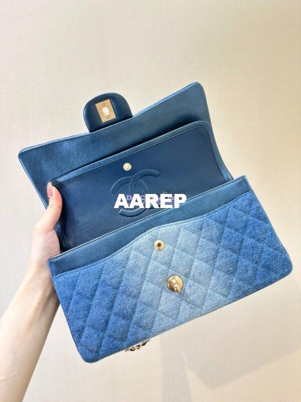 Replica Chanel 24C CF Flap Classic 11.12 Handbag Washed Denim Blue A01112 12