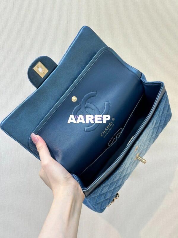 Replica Chanel 24C CF Flap Classic 11.12 Handbag Washed Denim Blue A01112 13