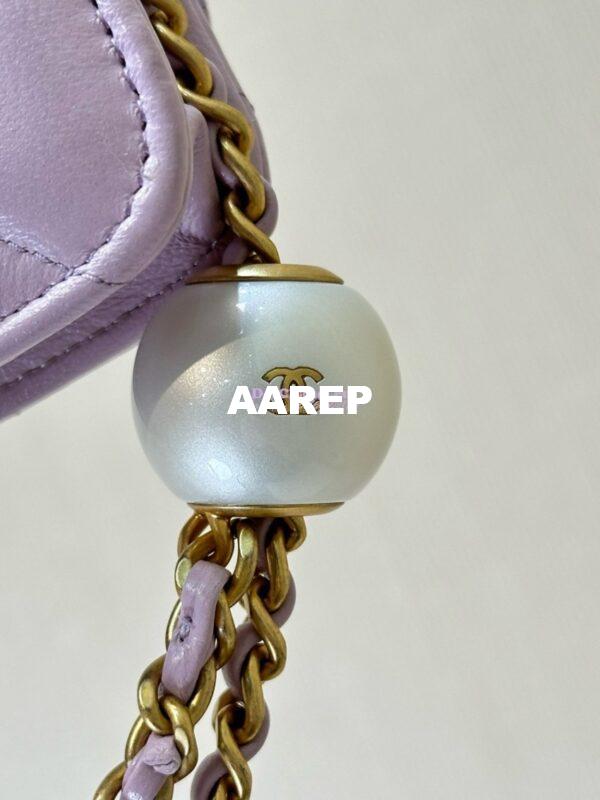 Replica Chanel 24P Wallet on Chain WOC AP3964 Lambskin with Imitation Pearls Lilac 15