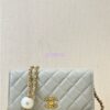 Replica Chanel 24P Wallet on Chain WOC AP3964 Lambskin with Imitation Pearls Lilac