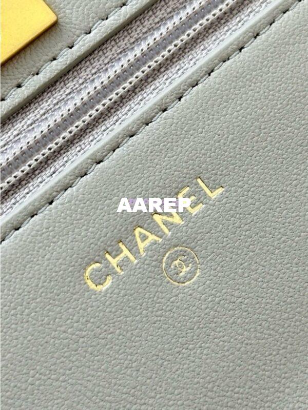 Replica Chanel 24P Wallet on Chain WOC AP3964 Lambskin with Imitation Pearls Grey 17