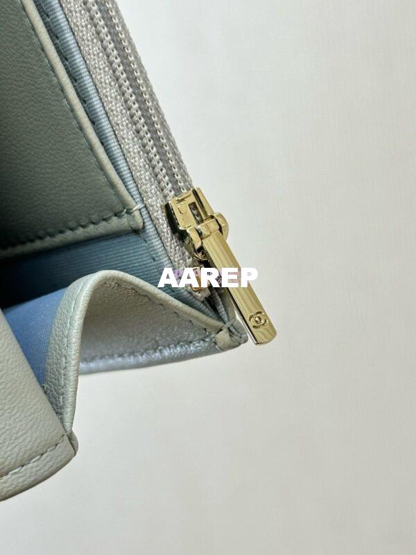 Replica Chanel 24P Wallet on Chain WOC AP3964 Lambskin with Imitation Pearls Grey 19