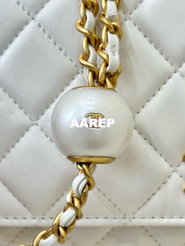 Replica Chanel 24P Wallet on Chain WOC AP3964 Lambskin with Imitation Pearls White 11