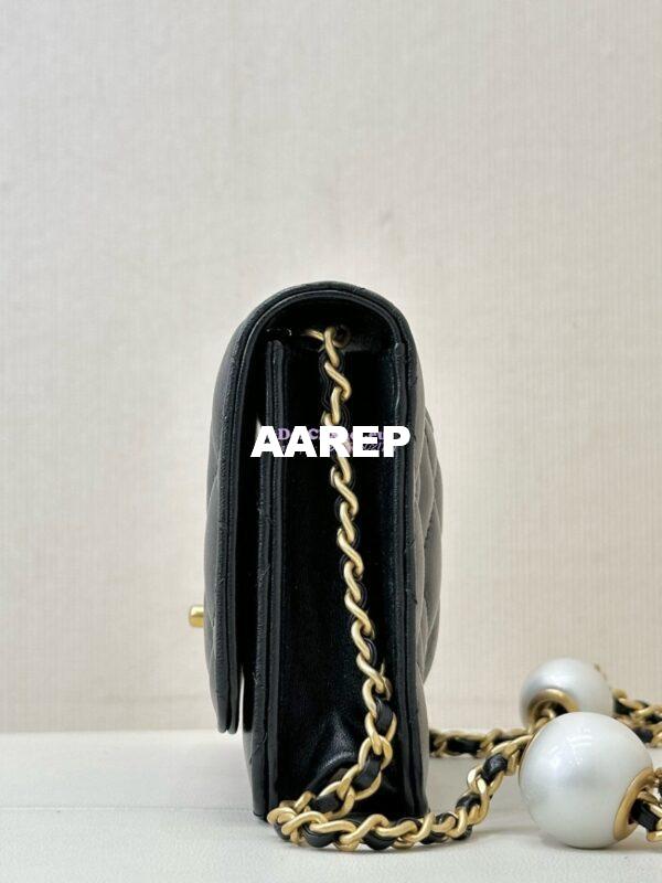 Replica Chanel 24P Wallet on Chain WOC AP3964 Lambskin with Imitation Pearls Black 7