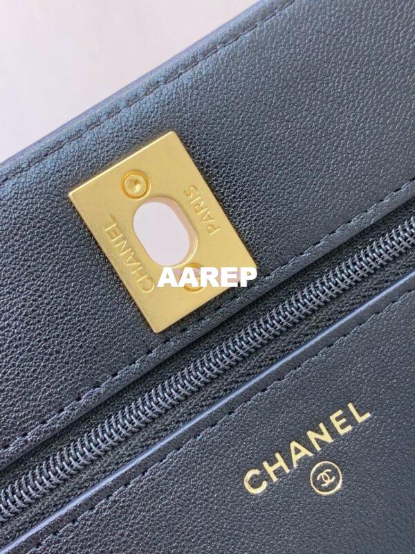 Replica Chanel 24P Wallet on Chain WOC AP3964 Lambskin with Imitation Pearls Black 11