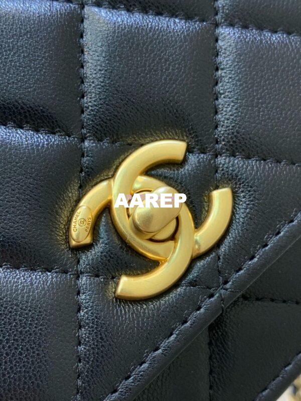 Replica Chanel 24P Wallet on Chain WOC AP3964 Lambskin with Imitation Pearls Black 14