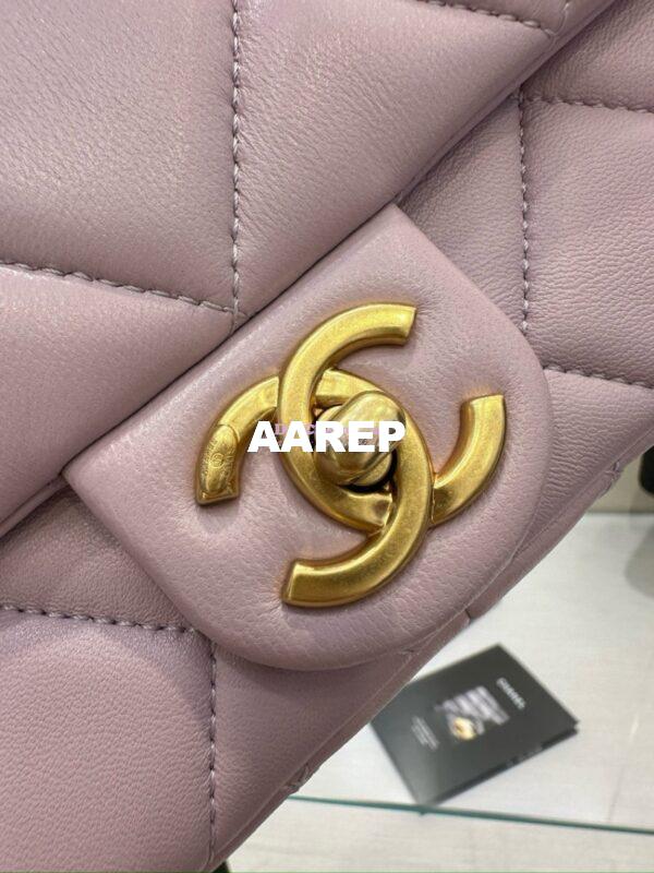 Replica Chanel Lambskin Small Flap Bag with Pearl Charm Chain AS4861 Lilac 8