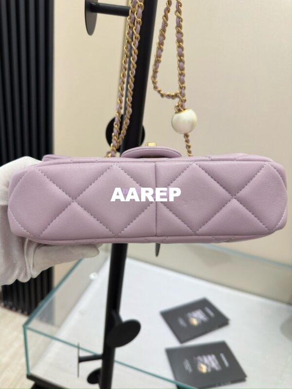Replica Chanel Lambskin Small Flap Bag with Pearl Charm Chain AS4861 Lilac 9