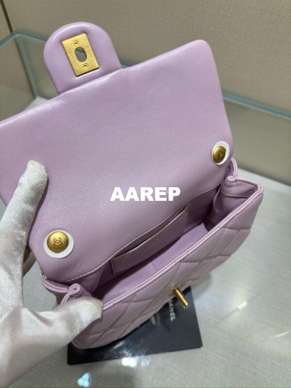 Replica Chanel Lambskin Small Flap Bag with Pearl Charm Chain AS4861 Lilac 11