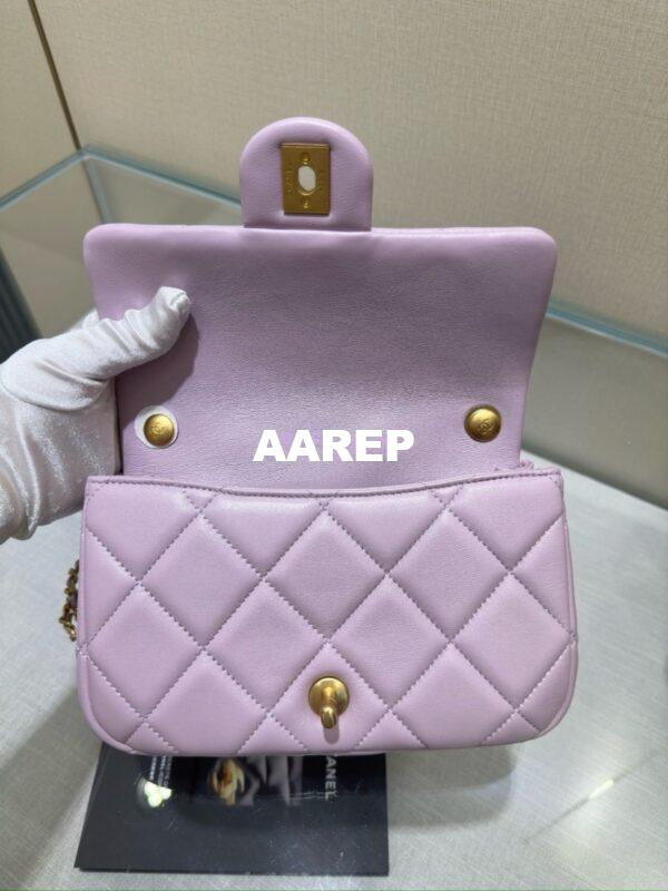 Replica Chanel Lambskin Small Flap Bag with Pearl Charm Chain AS4861 Lilac 16