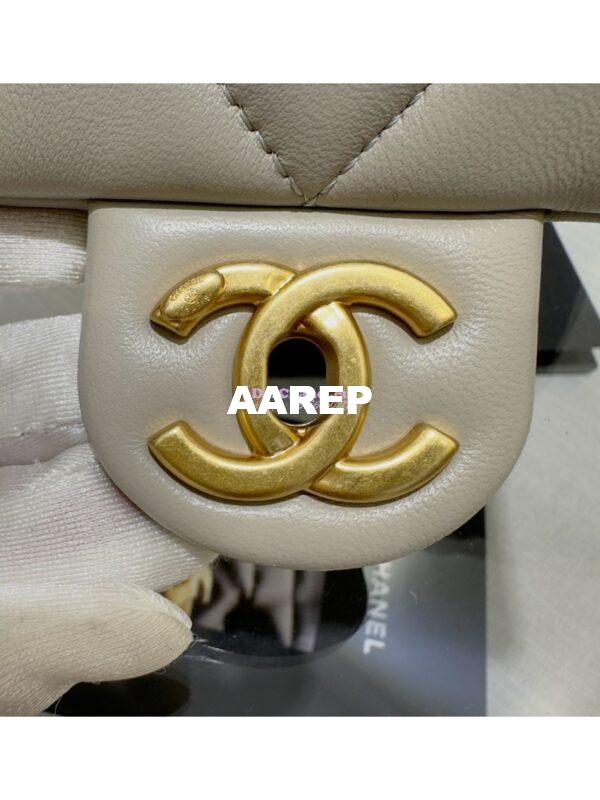 Replica Chanel Lambskin Small Flap Bag with Pearl Charm Chain AS4861 Grey 10