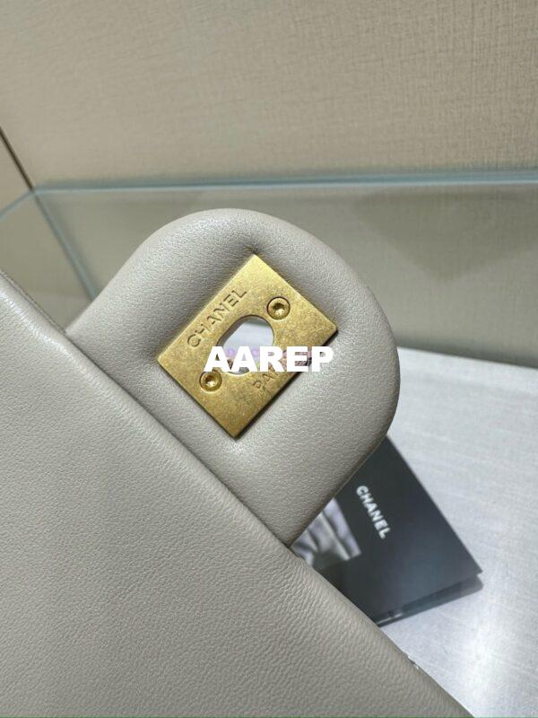 Replica Chanel Lambskin Small Flap Bag with Pearl Charm Chain AS4861 Grey 13