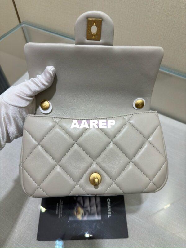 Replica Chanel Lambskin Small Flap Bag with Pearl Charm Chain AS4861 Grey 14