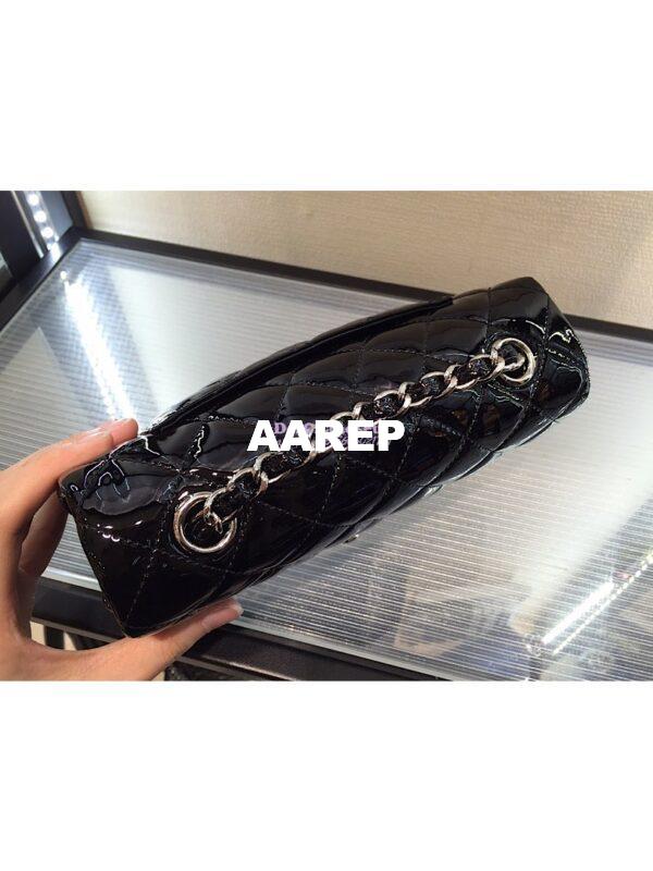 Replica Chanel Quilted Small Classic Flap Bag 20cm Patent Calfskin Black 4
