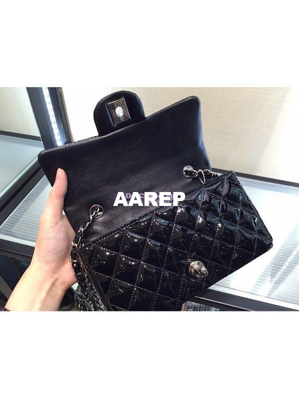 Replica Chanel Quilted Small Classic Flap Bag 20cm Patent Calfskin Black 5