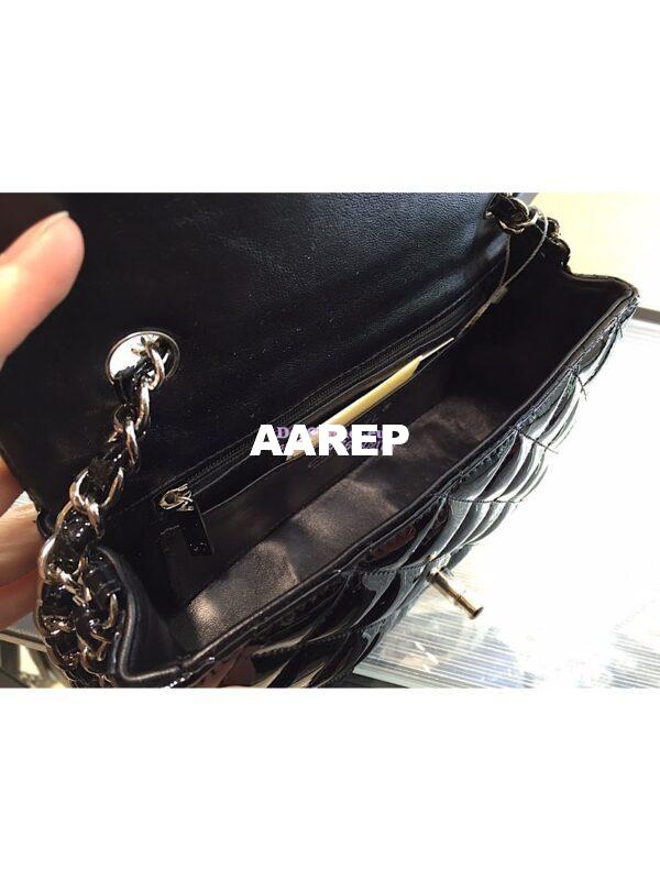 Replica Chanel Quilted Small Classic Flap Bag 20cm Patent Calfskin Black 8