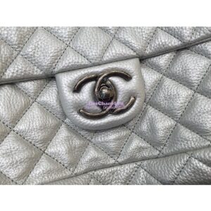 Replica Chanel XXL CF Classic Flap Bag Silver Metallic Calfskin 2