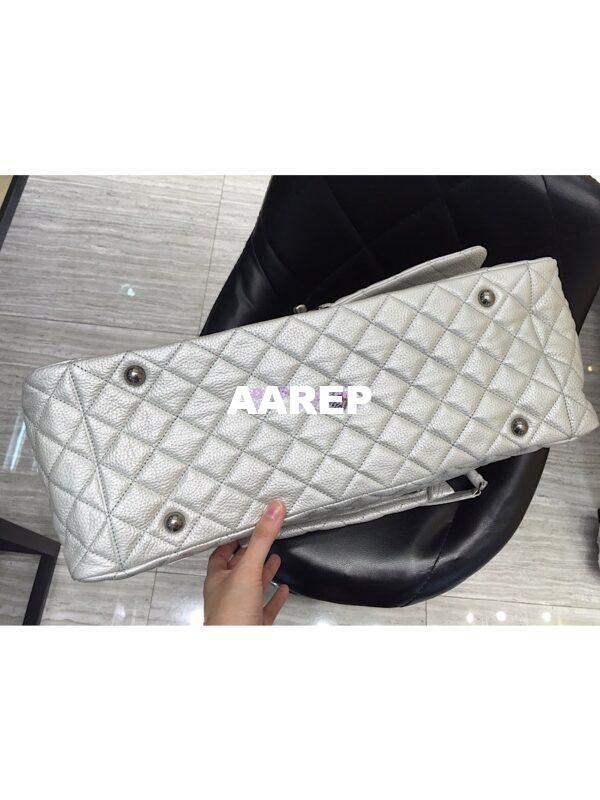 Replica Chanel XXL CF Classic Flap Bag Silver Metallic Calfskin 7