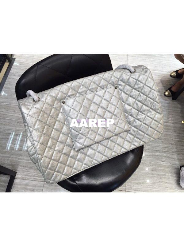 Replica Chanel XXL CF Classic Flap Bag Silver Metallic Calfskin 9