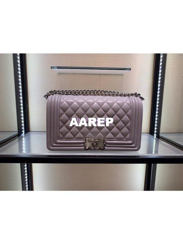 Replica Chanel Le boy Lambskin Light Grey Shining Silver Hardware 3