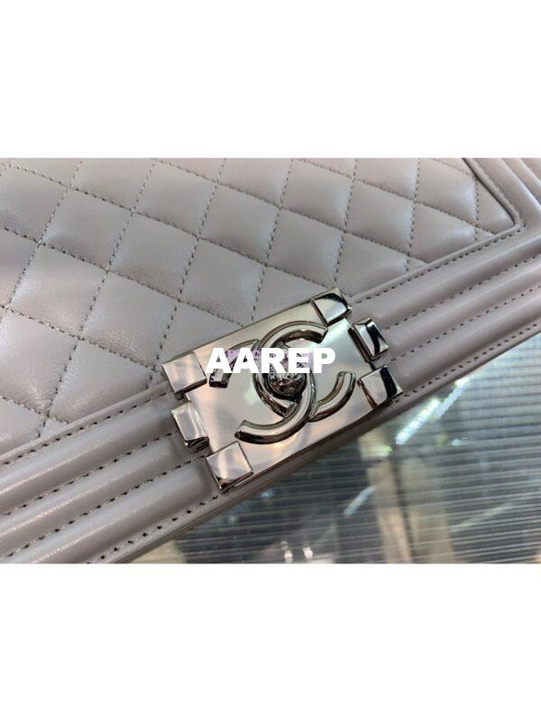 Replica Chanel Le boy Lambskin Light Grey Shining Silver Hardware 5