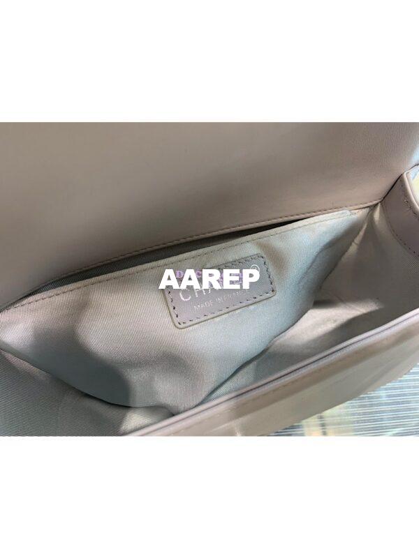 Replica Chanel Le boy Lambskin Light Grey Shining Silver Hardware 8