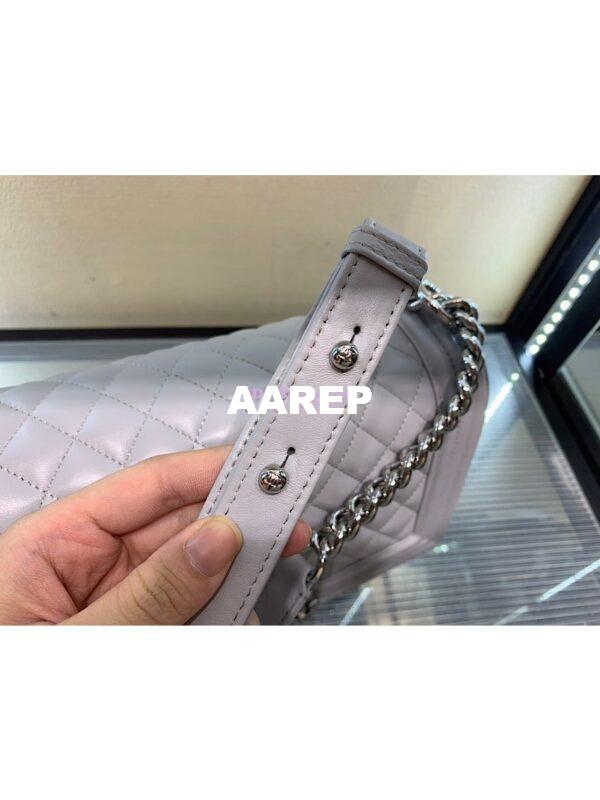 Replica Chanel Le boy Lambskin Light Grey Shining Silver Hardware 9