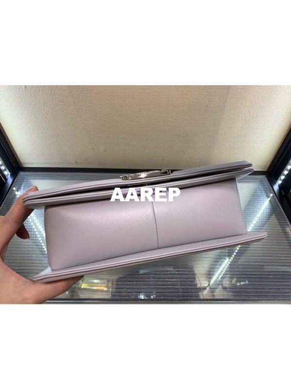 Replica Chanel Le boy Lambskin Light Grey Shining Silver Hardware 10