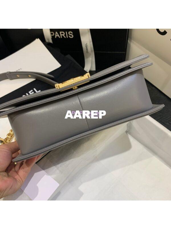 Replica Chanel Le boy Lambskin Grey Matte Gold Hardware 9