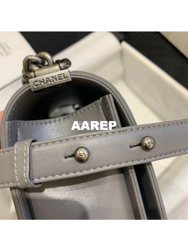 Replica Chanel Le boy Lambskin Grey Matte Gold Hardware 15