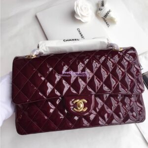 Replica Chanel Classic Flap Bag Quilted Patent Calfskin Wine