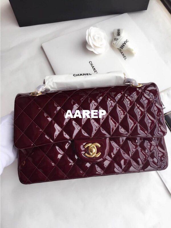 Replica Chanel Classic Flap Bag Quilted Patent Calfskin Wine