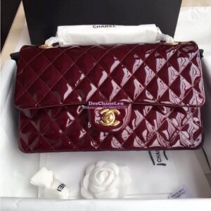 Replica Chanel Classic Flap Bag Quilted Patent Calfskin Wine 2