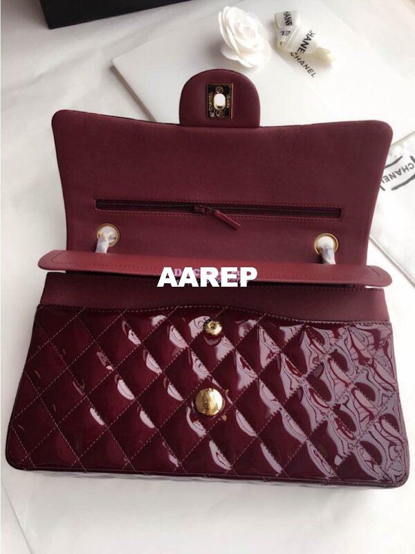 Replica Chanel Classic Flap Bag Quilted Patent Calfskin Wine 3