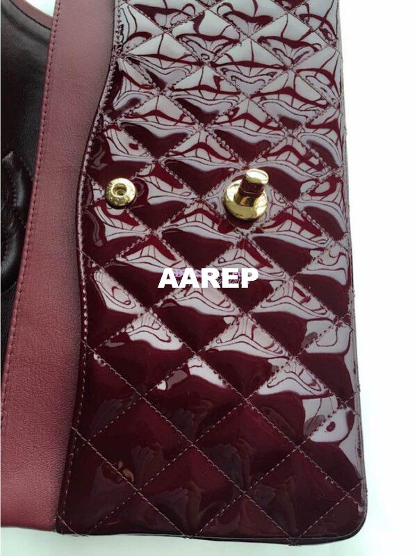 Replica Chanel Classic Flap Bag Quilted Patent Calfskin Wine 5