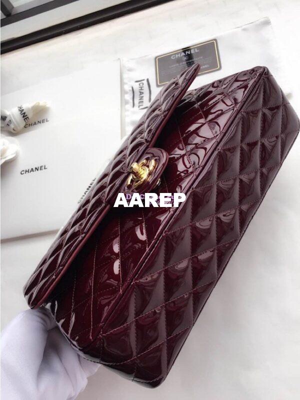 Replica Chanel Classic Flap Bag Quilted Patent Calfskin Wine 7