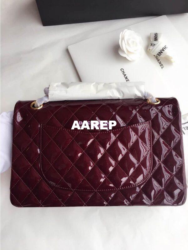 Replica Chanel Classic Flap Bag Quilted Patent Calfskin Wine 9